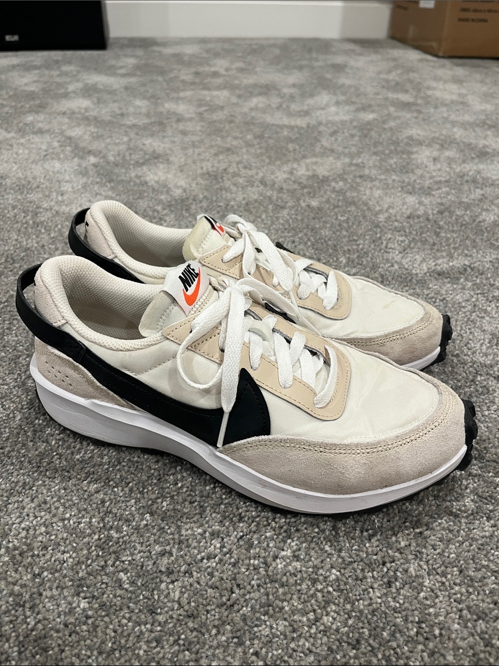 Nike Cream and Black Retro-Style Low Top Sneakers